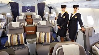 LUFTHANSA  NEW BUSINESS CLASS A340600 MUCGRU [upl. by Enahsal]