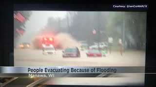 All entrances to city of Manawa blocked after flash flooding [upl. by Nealah293]