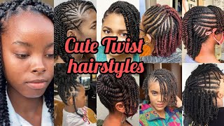 Cute twist braids hairstyles 2024  Natural twist hairstyles natural protective hairstyles [upl. by Annaer]