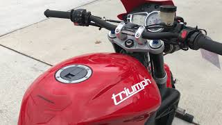 2012 Triumph 675 Street Triple R  Full Arrow Exhaust Sound Clip [upl. by Nij30]