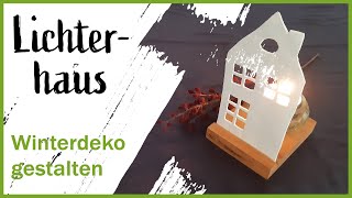 Lichterhaus aus Modelliermasse basteln  Herbstdeko  Winterdeko  Geschenkidee [upl. by Alyad]