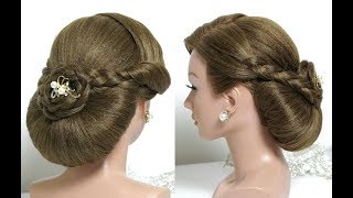 Bridal hairstyle for long hair tutorial Wedding updo with braids [upl. by Luapsemaj]