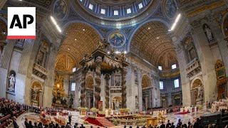 Vatican unveils plans to restore baldachin in St Peters Basilica [upl. by Herrod473]