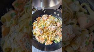 Creamy pasta Salmon Recipe recipe food weightlossjourney salmon shorts [upl. by Edahsalof]