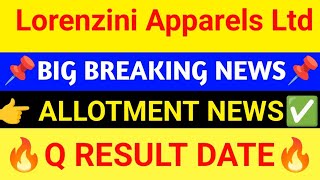 Lorenzini Apparels Ltd Latest news  3 बड़ी खबर Lorenzini Apparels share latest news [upl. by Artimid]