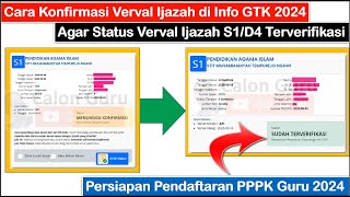 Cara Konfirmasi Verval Ijazah di Info GTK 2024 Menjelang Dibuka Pendaftaran PPPK Guru 2024 [upl. by Odradlig866]