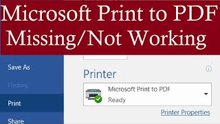 MICROSOFT PRINT TO PDF IS GONE Microsoft print pdf is missingnot working [upl. by Sobel]