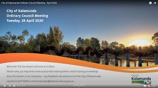 City of Kalamunda Ordinary Council Meeting  April 2020 [upl. by Jahdai]