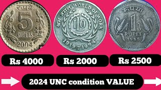 1 rupees coin 1988 Noida mint value 5 rupees coin 2004 Hyderabad mint value [upl. by Sothena]