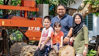 Schoolteacher Reclaiming Wood in Malaysia with WoodMizer LT15 Sawmill [upl. by Nwahsak910]