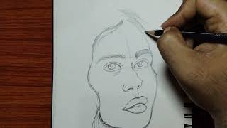 Freehand portrait drawing tutorial  Freehand outline drawing portrait  Art  Portrait Drawing [upl. by Rozanna807]