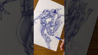 Oliva Vs Baki Pen Drawing By skart1923 anime drawing shorts [upl. by Anawqahs]