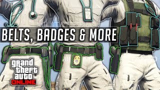 GTA Online How To Get CopMedic beltGun Holster amp IAA Badges READ PINNED COMMENT Clothing Glitches [upl. by Enomad]