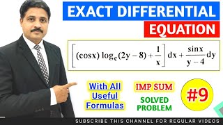 EXACT DIFFERENTIAL EQUATION SOLVED PROBLEM 9  FIRST ORDER DIFFERENTIAL EQUATION TIKLESACADEMY [upl. by Audy]