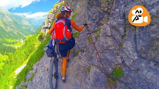 MTB Transalp  notorious Schrofenpass  on the first stage from Oberstdorf to the Freiburger Hütte [upl. by Osicran]