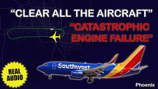 “Catastrophic engine failure” Southwest B737 returned to Phoenix after departure Real ATC [upl. by Virginie]