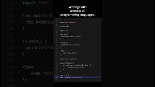 hello world in 20 programming languages shorts [upl. by Peterman]