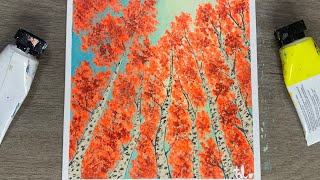 Autumn Birch Tree Painting for Beginners  Acrylic Painting for Beginners [upl. by Loring]