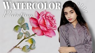 Enjoy Rose Watercolor Painting Vlog  Flower Watercolor Tutorial [upl. by Ailama947]