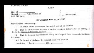 Format Application for exemption from personal attendance in court [upl. by Lorn464]