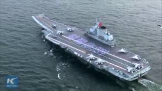 Exclusive Aerial view of aircraft carrier Liaoning in Hong Kong [upl. by Stander554]