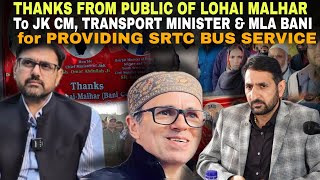 SRTC Bus Service Thanks from Public of Lohai Malhar to JK CM Transport Minister and MLA Bani [upl. by Alford]