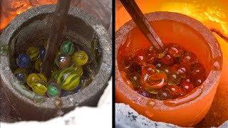 Marbles VS 3000° Forge  Satisfying Melting Video [upl. by Anirroc]