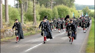 2023 Lonach Gathering Highlanders outward march through Strathdon in the Cairngorms National Park [upl. by Iem893]