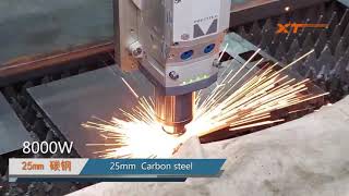 25mm carbon steel cut by 8000w fiber laser cutting machine with PRECITEC laser head [upl. by Car]