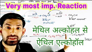 मेथिल अल्कोहल से ऐथिल एल्कोहॉल  how to get methyl alcohol to ethyl alcohol  very most imp reaction [upl. by Khichabia]