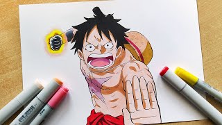 How to Draw Monkey D Luffy  One Piece  Step By Step Tutorial [upl. by Garlaand]