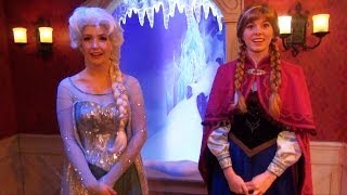 Anna and Elsa Meet amp Greet w Talking Olaf at Fantasyland Frozen Royal Reception Disneyland [upl. by Esbenshade]