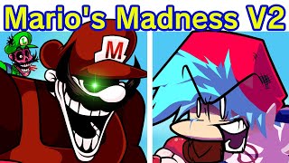 Friday Night Funkin VS Marios Madness V2 FULL WEEK  Cutscenes FNF Mod Mario 85MXMarioEXE [upl. by Aneehs]