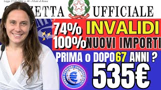 🔴535 INVALIDITA CIVILE PRIMA DOPO 67 ANNI CAMBIANO IMPORTI E REDDITI 👉 invalidi parziali ❗️ [upl. by Sparhawk]