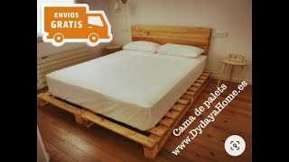 Cama matrimonial con palets Cama con palets hacer base de cama con palets tutorial paso a paso [upl. by Joacimah]