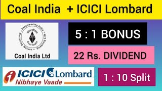 Coal India  ICICI LOMBARD  9 COMPANY ANNOUNCED DIVIDEND bonus  split with latest information [upl. by Nawuj]