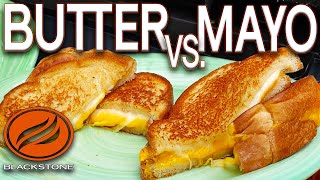 BEST GRILLED CHEESE SANDWICH MAYO VS BUTTER  WHICH IS BETTER ON BLACKSTONE GRIDDLE [upl. by Dihahs]