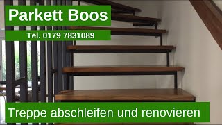 Treppe abschleifen und renovieren in Köln Dortmund Düsseldorf NRW Parkett Boos Tel 01797831089 [upl. by Kristoffer]