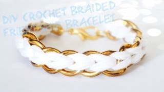 How to DIY Crochet Braided Chain Bracelet [upl. by Annairt927]