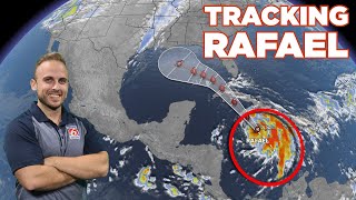 TROPICAL UPDATE  Tracking Rafael as it moves into the Gulf of Mexico [upl. by Scoles]