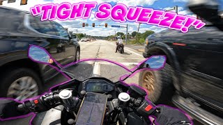 First Time LANE SPLITTING On My Ninja 500 Couple Motovlog [upl. by Billye]