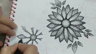 Flowers patterns Dot Art Pointillism [upl. by Nivat]