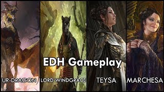 EDH Gameplay  UrDragon vs Lord Windgrace vs Teysa Karlov vs Marchesa the Black Rose [upl. by Berkley]