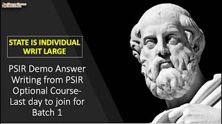 Demo Answer Writing from PSIR Course State is individual writ large Last day to enrol for Batch 1 [upl. by Papageno]