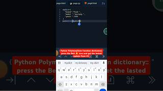 Python Polymorphism function dictionaryshorts python polymorphism functiontuple dictionary [upl. by Nnagem]