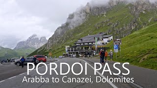 4K Scenic Drive to Pordoi Pass  Arabba to Canazei Dolomities Italy [upl. by Tihor]