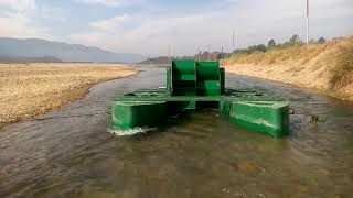 Hydrokinetic Floating Water Wheel in Shallow River [upl. by Otrebla190]