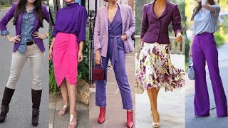 OUTFITS con 1 de los COLORES de MODA 2022 LOOKS en COLOR PURPURA 1 COLOR que esta en TENDENCIA 2022 [upl. by Tyrrell474]