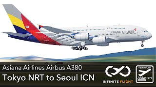 Asiana Airbus A380 COCKPIT TIMELAPSE  Tokyo to Seoul  Infinite Flight [upl. by Airrat]