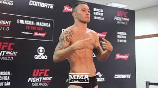 UFC Sao Paulo WeighIns Demian Maia Colby Covington Make Weight  MMA Fighting [upl. by Cal]